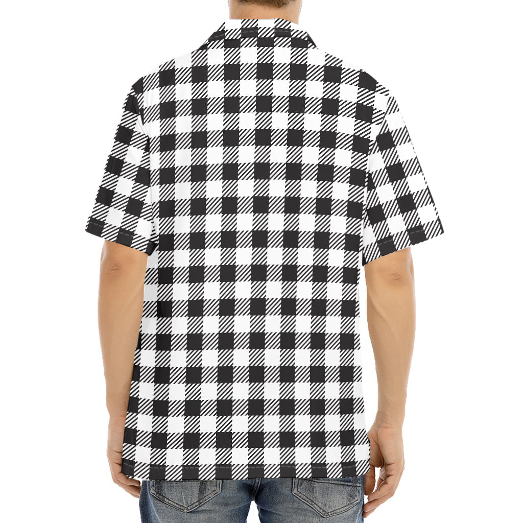Black And White Gingham Pattern Print Aloha Shirt