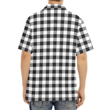 Black And White Gingham Pattern Print Aloha Shirt