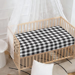 Black And White Gingham Pattern Print Baby Crib Sheet