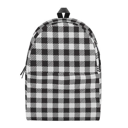Black And White Gingham Pattern Print Backpack