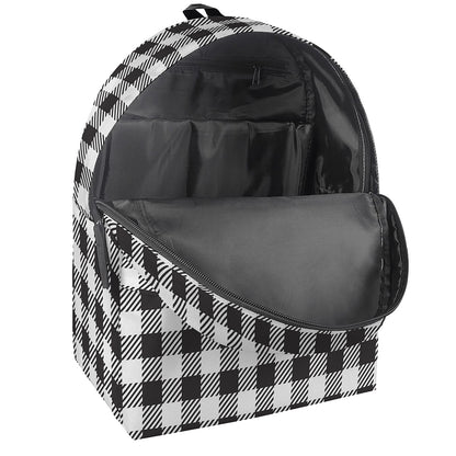 Black And White Gingham Pattern Print Backpack