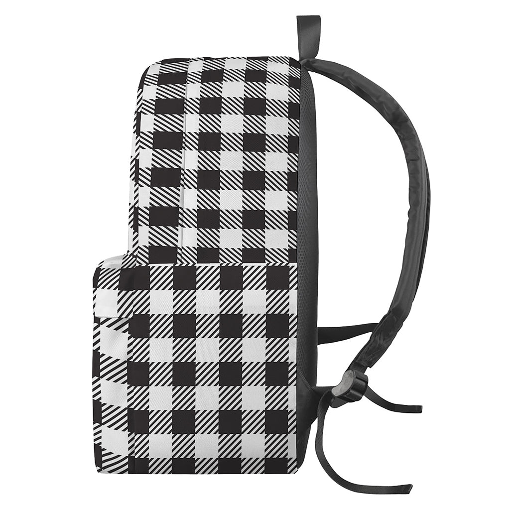 Black And White Gingham Pattern Print Backpack