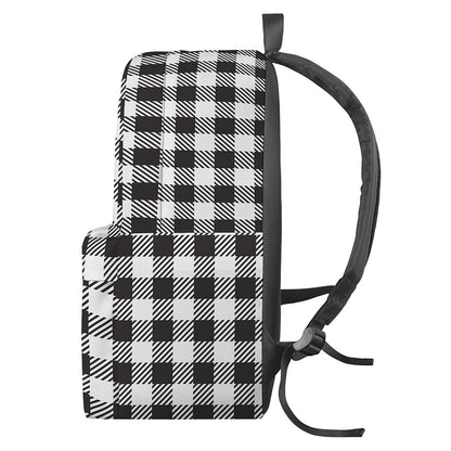 Black And White Gingham Pattern Print Backpack