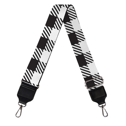 Black And White Gingham Pattern Print Bag Strap