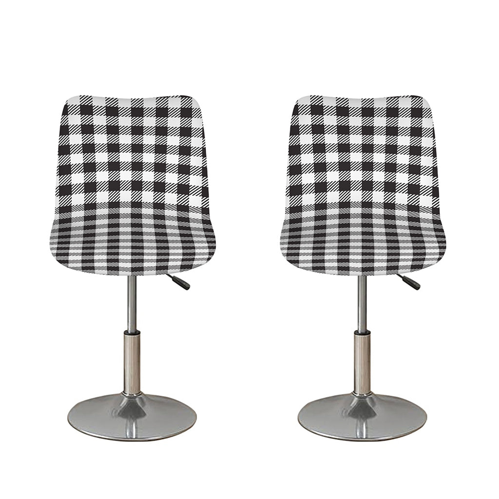 Black And White Gingham Pattern Print Bar Stool Covers