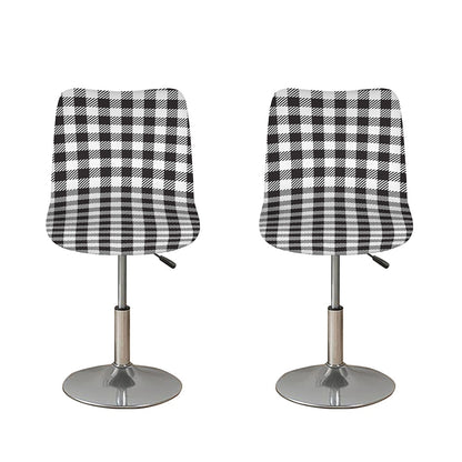 Black And White Gingham Pattern Print Bar Stool Covers