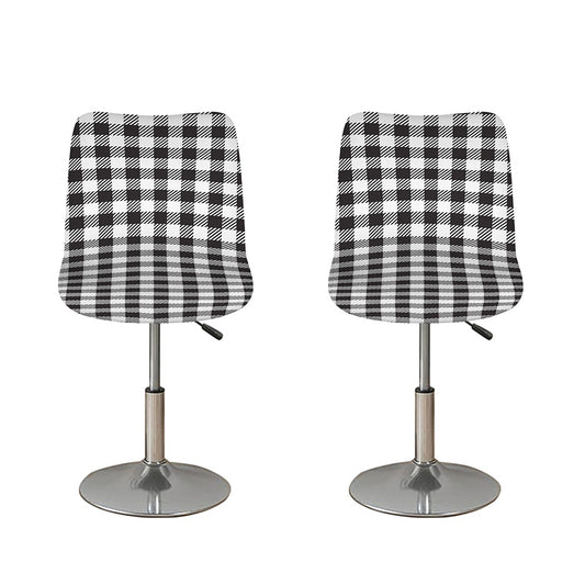 Black And White Gingham Pattern Print Bar Stool Covers