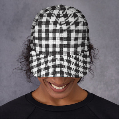 Black And White Gingham Pattern Print Baseball Cap