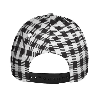 Black And White Gingham Pattern Print Baseball Cap