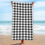 Black And White Gingham Pattern Print Beach Towel