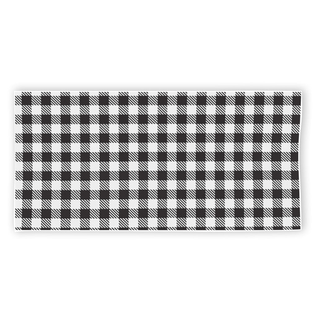 Black And White Gingham Pattern Print Beach Towel