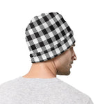 Black And White Gingham Pattern Print Beanie