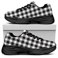Black And White Gingham Pattern Print Black Chunky Shoes