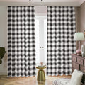 Black And White Gingham Pattern Print Dimout Pencil Pleat Curtains