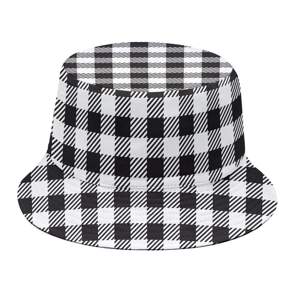 Black And White Gingham Pattern Print Bucket Hat