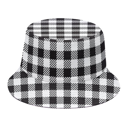 Black And White Gingham Pattern Print Bucket Hat