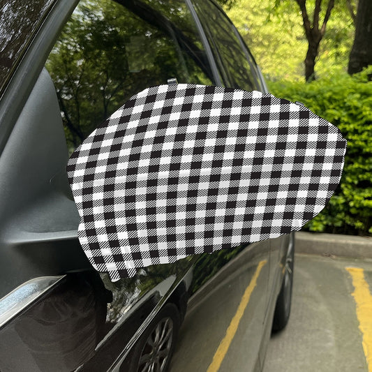 Black And White Gingham Pattern Print Car Side Mirror Covers