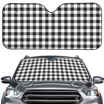 Black And White Gingham Pattern Print Car Windshield Sun Shade