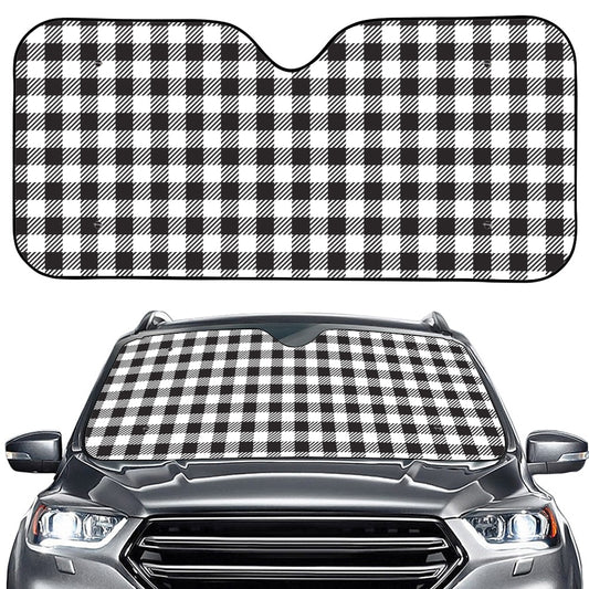 Black And White Gingham Pattern Print Car Windshield Sun Shade
