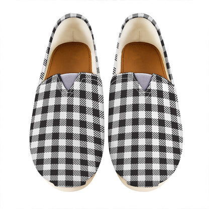 Black And White Gingham Pattern Print Casual Shoes