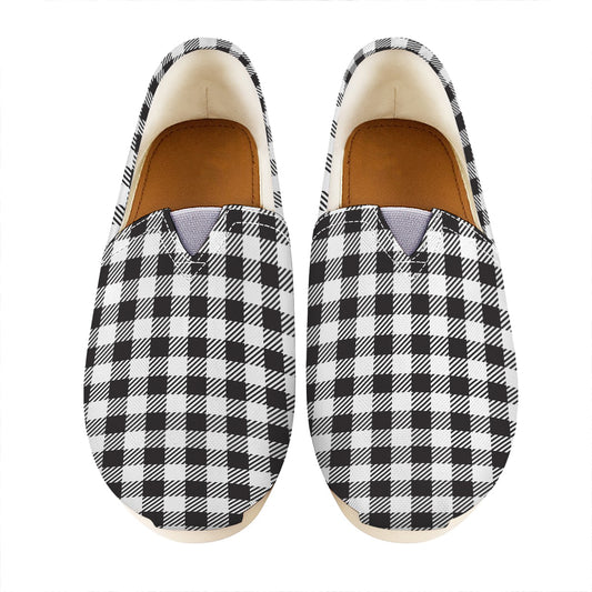 Black And White Gingham Pattern Print Casual Shoes