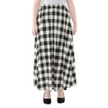 Black And White Gingham Pattern Print Chiffon Maxi Skirt