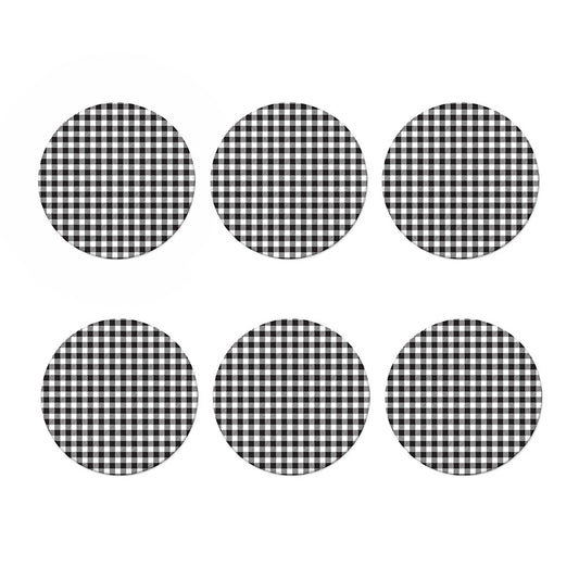Black And White Gingham Pattern Print Coaster Set