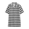 Black And White Gingham Pattern Print Cotton Hawaiian Shirt