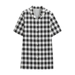 Black And White Gingham Pattern Print Cotton Hawaiian Shirt