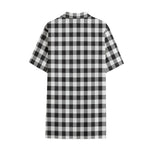 Black And White Gingham Pattern Print Cotton Hawaiian Shirt