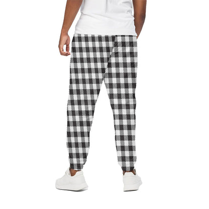 Black And White Gingham Pattern Print Cotton Pants