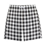 Black And White Gingham Pattern Print Cotton Shorts