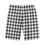 Black And White Gingham Pattern Print Cotton Shorts