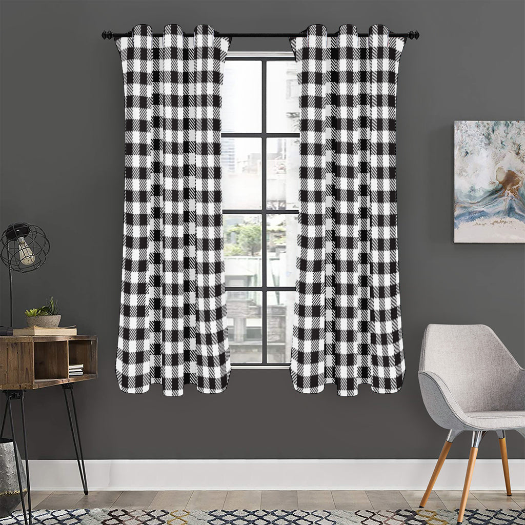 Black And White Gingham Pattern Print Curtain