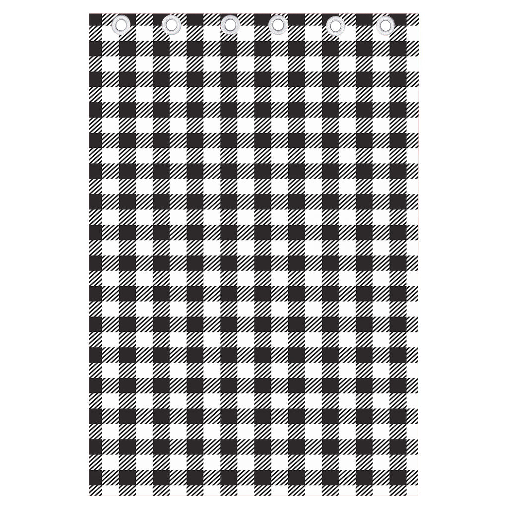 Black And White Gingham Pattern Print Curtain