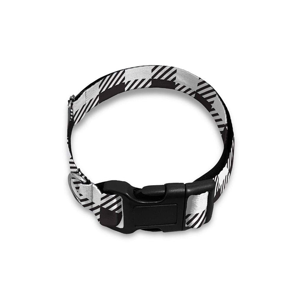 Black And White Gingham Pattern Print Dog Collar