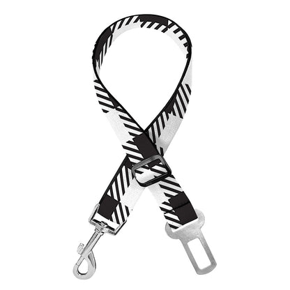 Black And White Gingham Pattern Print Dog Seat Belt