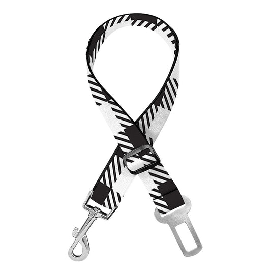 Black And White Gingham Pattern Print Dog Seat Belt