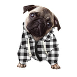 Black And White Gingham Pattern Print Dog Zip Up Hoodie