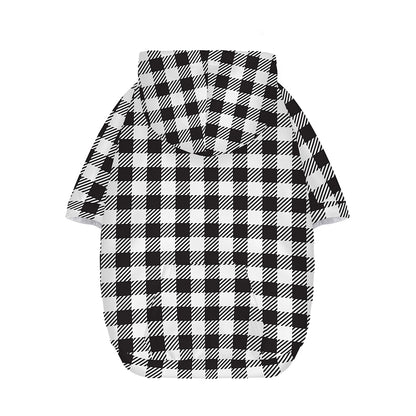 Black And White Gingham Pattern Print Dog Zip Up Hoodie