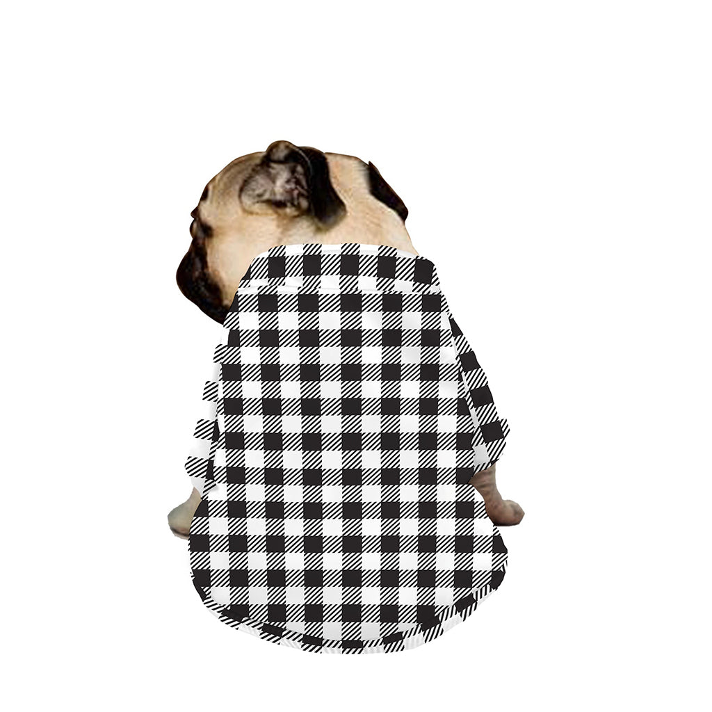 Black And White Gingham Pattern Print Dog Zip Up Jacket