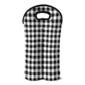 Black And White Gingham Pattern Print Double Neoprene Wine Tote