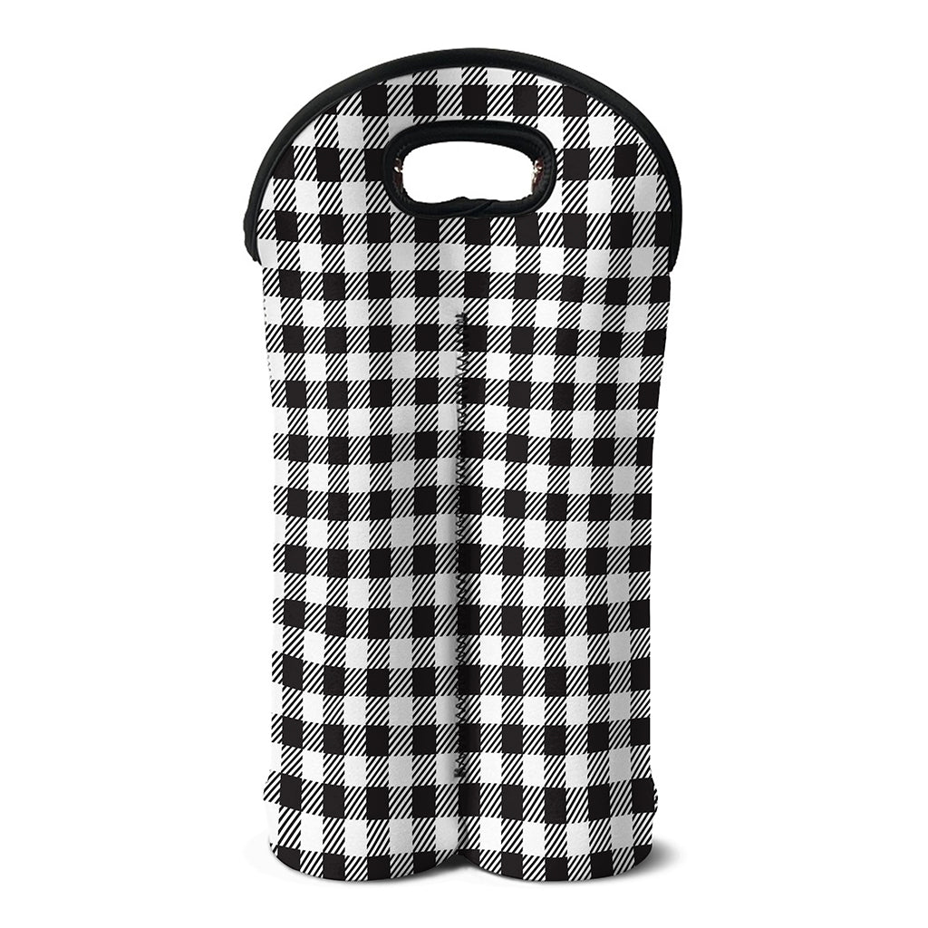 Black And White Gingham Pattern Print Double Neoprene Wine Tote