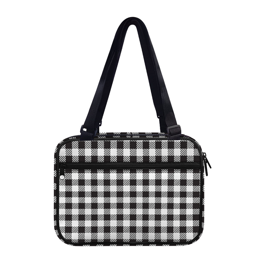 Black And White Gingham Pattern Print Double Strap Bible Bag