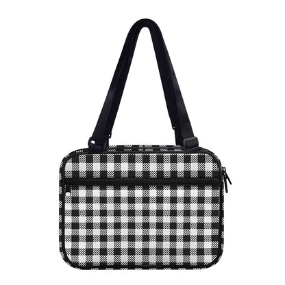 Black And White Gingham Pattern Print Double Strap Bible Bag