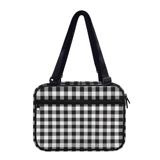 Black And White Gingham Pattern Print Double Strap Bible Bag