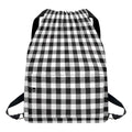 Black And White Gingham Pattern Print Drawstring Backpack