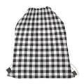 Black And White Gingham Pattern Print Drawstring Bag