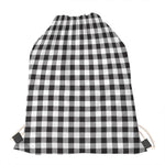 Black And White Gingham Pattern Print Drawstring Bag