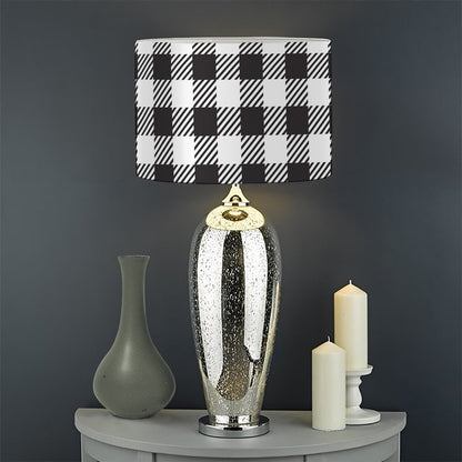 Black And White Gingham Pattern Print Drum Lamp Shade